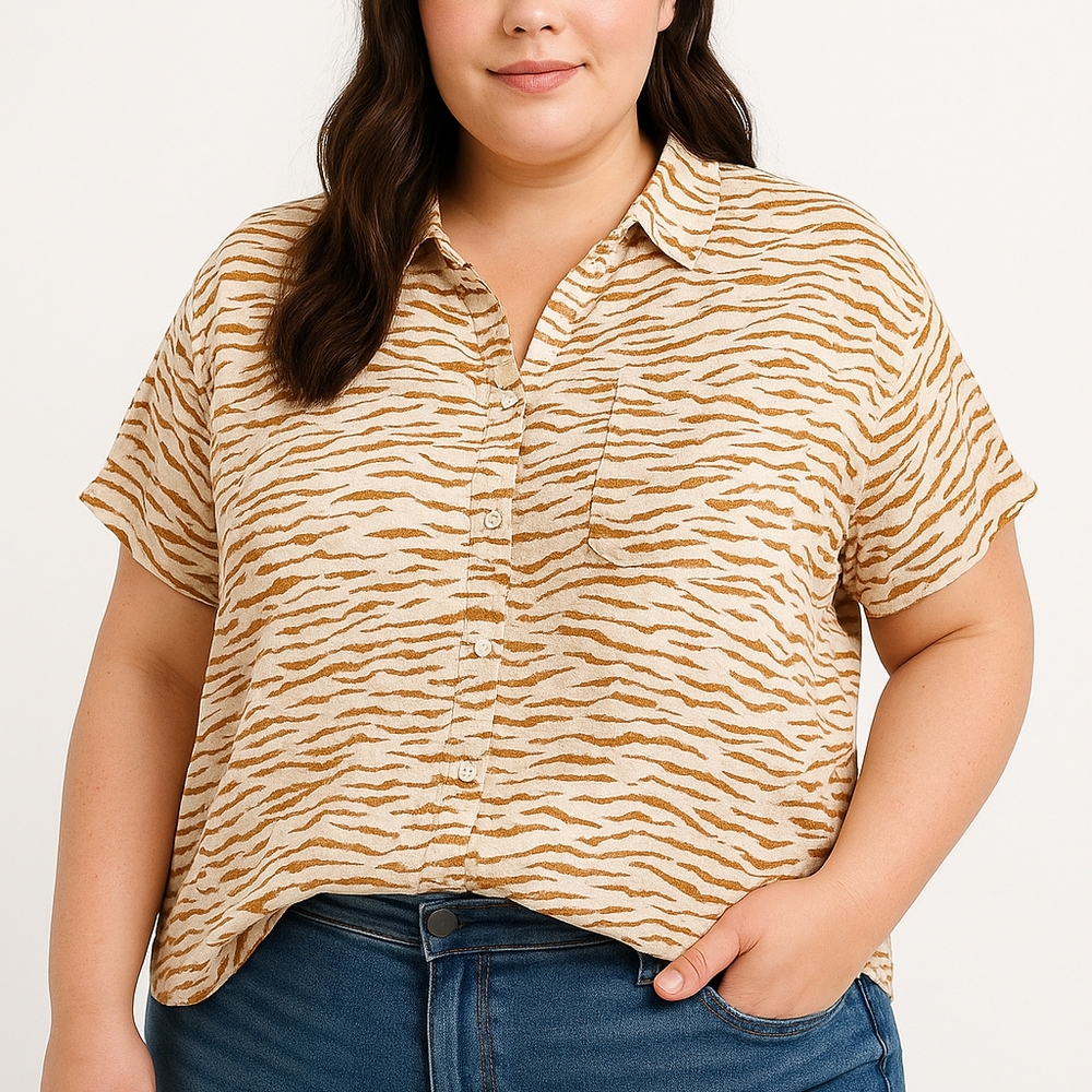 Ava & Viv New Lightweight Animal Print Blouse Cool Top Size 3X